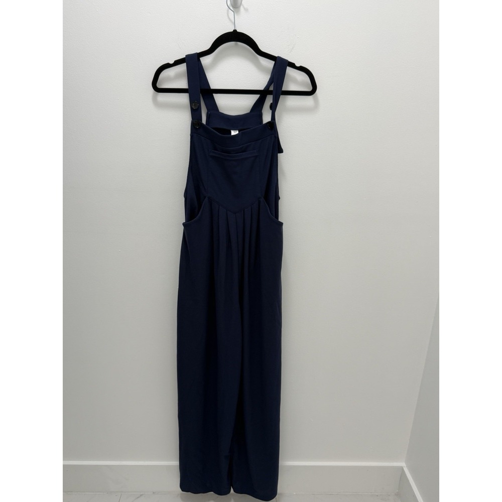 Halara Women's M Navy Wide Leg Overall Jumpsuit Adjustable Strap Pocket Casual